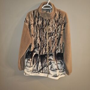 Vintage Wolf Zipup Jacket Fleece
